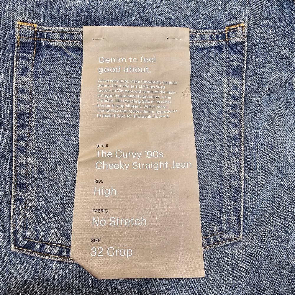 Everlane The Curvy '90s Cheeky Straight Jean Women 32 Crop Vintage Mid Blue High - Picture 4 of 9